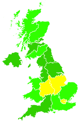 Click on a region for air pollution levels for 01/11/1993