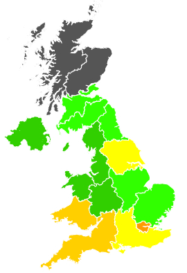 Click on a region for air pollution levels for 01/11/1995
