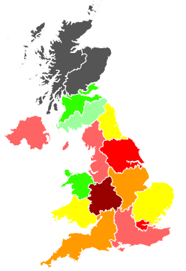 Click on a region for air pollution levels for 01/11/1997
