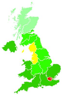 Click on a region for air pollution levels for 01/11/2001