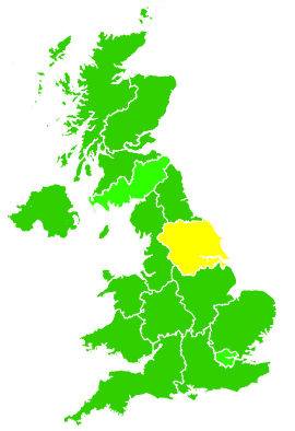 Click on a region for air pollution levels for 01/12/1993