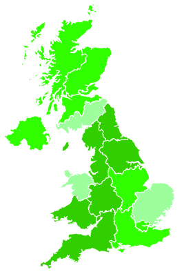 Click on a region for air pollution levels for 01/12/1995
