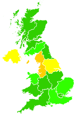 Click on a region for air pollution levels for 01/12/1997