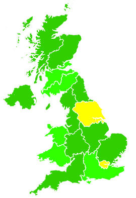 Click on a region for air pollution levels for 01/12/2004