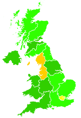 Click on a region for air pollution levels for 01/12/2005