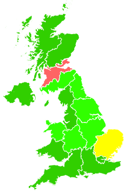 Click on a region for air pollution levels for 01/12/2009