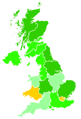 Click on a region for air pollution levels for 02/01/1993
