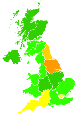 Click on a region for air pollution levels for 02/02/1993