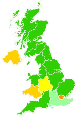 Click on a region for air pollution levels for 02/03/1993