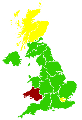 Click on a region for air pollution levels for 02/03/2000