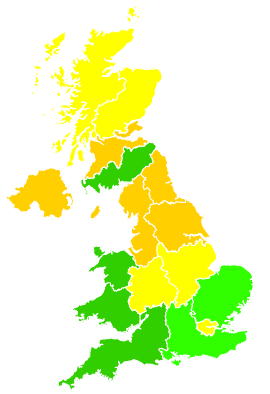 Click on a region for air pollution levels for 02/04/1995