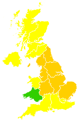Click on a region for air pollution levels for 02/05/2004