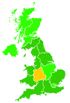 Click on a region for air pollution levels for 02/07/1992