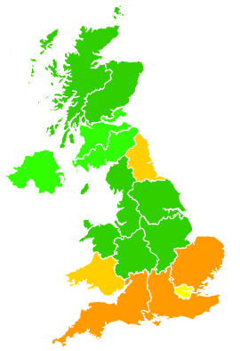 Click on a region for air pollution levels for 02/07/1993