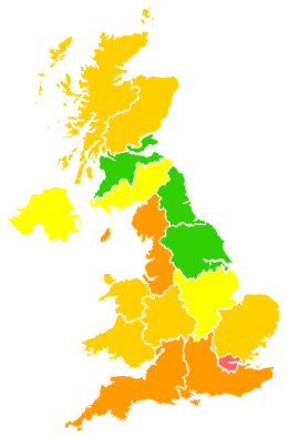 Click on a region for air pollution levels for 02/07/1994