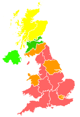 Click on a region for air pollution levels for 02/07/2006