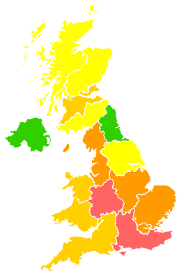 Click on a region for air pollution levels for 02/07/2009