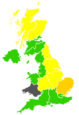 Click on a region for air pollution levels for 02/08/1991