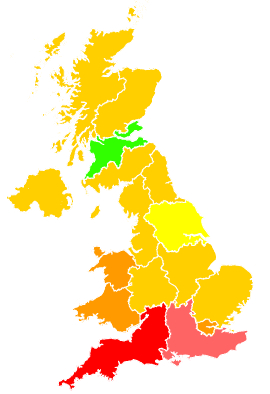 Click on a region for air pollution levels for 02/08/1995