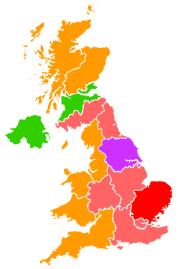 Click on a region for air pollution levels for 02/08/1999