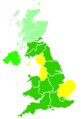Click on a region for air pollution levels for 02/08/2001
