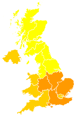 Click on a region for air pollution levels for 02/08/2004