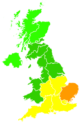 Click on a region for air pollution levels for 02/08/2005