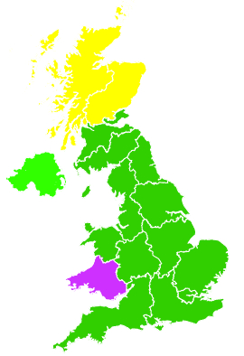 Click on a region for air pollution levels for 02/08/2008