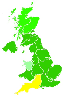 Click on a region for air pollution levels for 02/08/2019