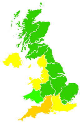Click on a region for air pollution levels for 02/09/1994