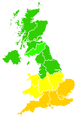 Click on a region for air pollution levels for 02/09/2004