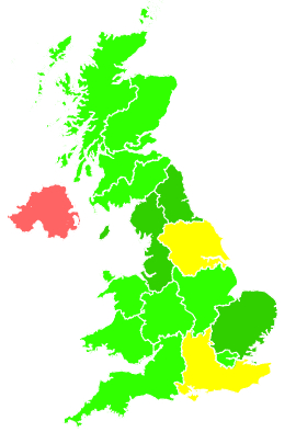 Click on a region for air pollution levels for 02/10/1992