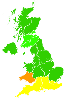 Click on a region for air pollution levels for 02/10/1999