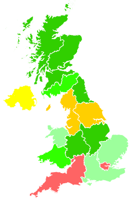 Click on a region for air pollution levels for 02/11/1993