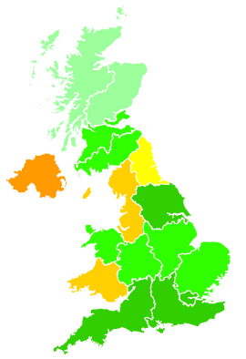 Click on a region for air pollution levels for 02/11/1994