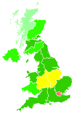 Click on a region for air pollution levels for 02/11/2001