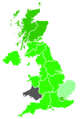 Click on a region for air pollution levels for 02/12/1990