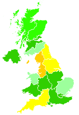Click on a region for air pollution levels for 02/12/1994