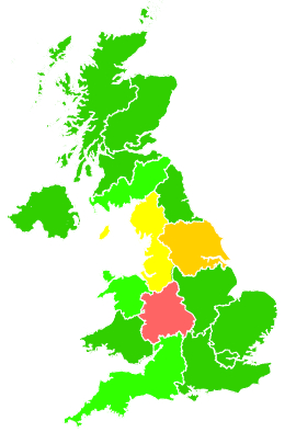 Click on a region for air pollution levels for 02/12/1997