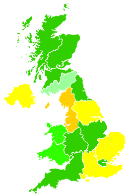 Click on a region for air pollution levels for 02/12/1998