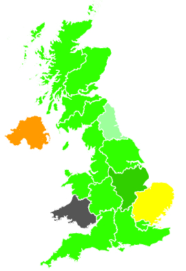 Click on a region for air pollution levels for 03/01/1990