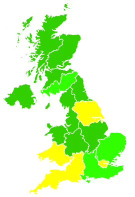 Click on a region for air pollution levels for 03/02/1993