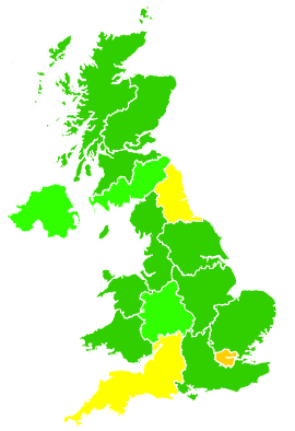 Click on a region for air pollution levels for 03/02/1998