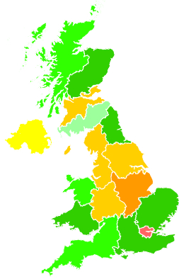 Click on a region for air pollution levels for 03/02/2006