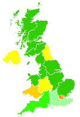 Click on a region for air pollution levels for 03/03/1993