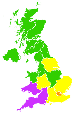 Click on a region for air pollution levels for 03/03/2000