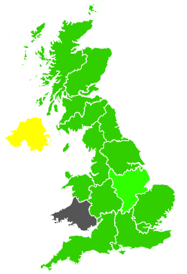 Click on a region for air pollution levels for 03/04/1992