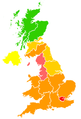 Click on a region for air pollution levels for 03/05/1995