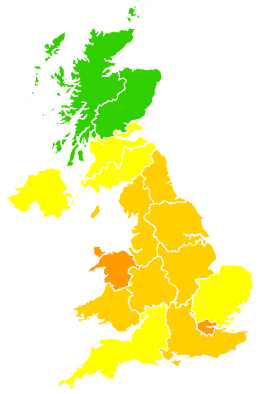 Click on a region for air pollution levels for 03/05/1997