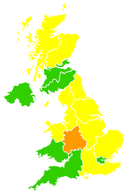 Click on a region for air pollution levels for 03/06/1992